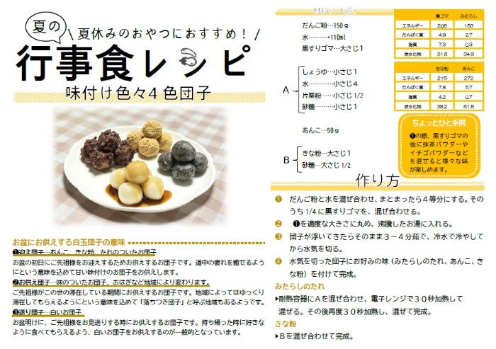 あん団子、みたらし団子、黒ゴマ団子、きな粉団子のレシピと写真