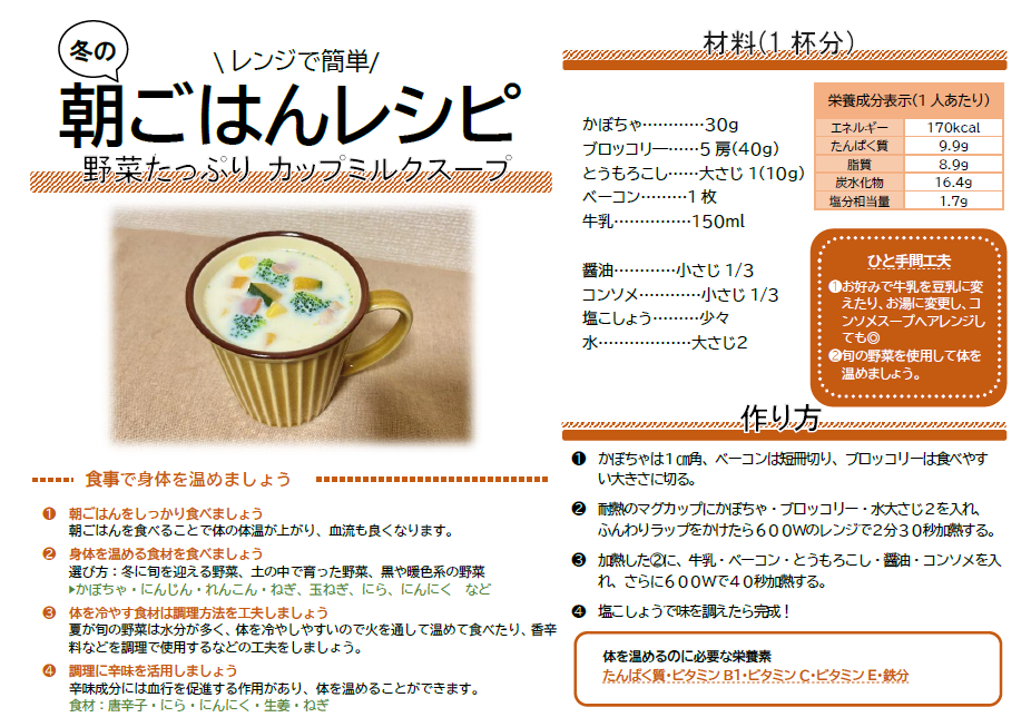 野菜たっぷりカップミルクスープの画像とレシピ