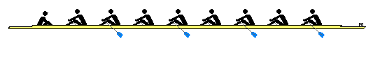 漕手が8人、1人舵手のボートのイラスト