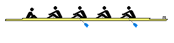 漕手が4人、1人舵手のボートのイラスト