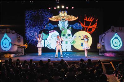 ステージに立つマジシャンの方々の写真