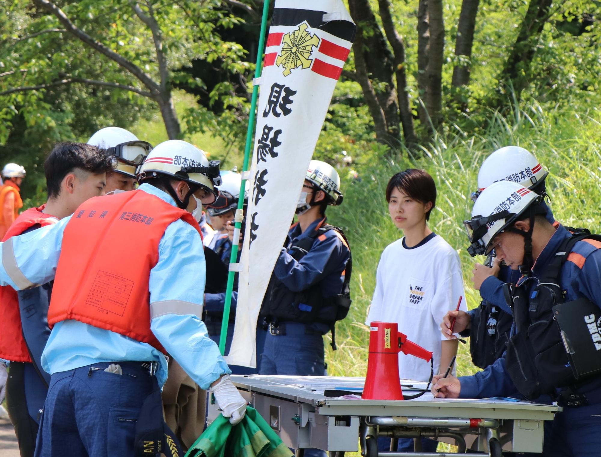 NEWSなPHOTO「令和5年度尾三消防本部水難救助訓練」本部報告時の写真