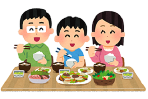 家族の食卓のイラスト